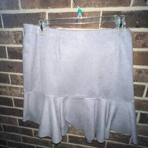 Aqua Brand Gray Faux Suede Like Skirt with Flowy Bottom- Size Large